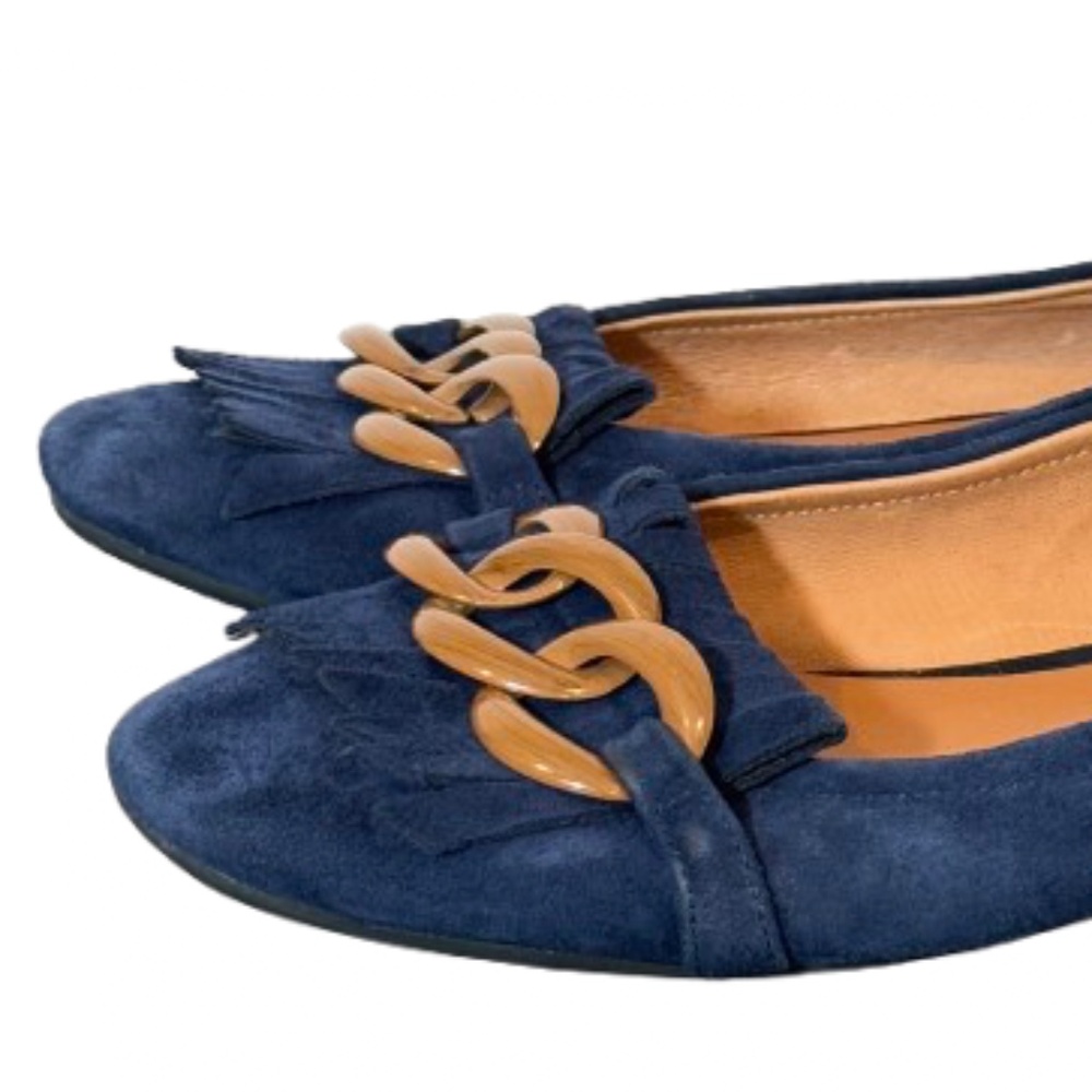 EscapExit Botique Vilira Dark Blue Kid Suede Slip On Loafer Women's Size 7